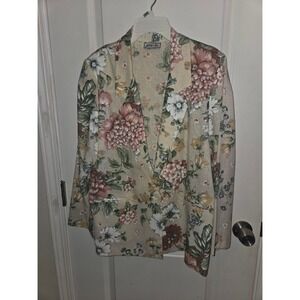 vtg New Attitude Russ Togs Floral Tapestry Blazer Jacket ILGWU Made in USA 10